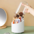 360° Rotating Makeup Brush Storage Box Portable Desktop Cosmetic Organizer,7 Slots Transparent Makeup Brush Box Dust Free Makeup Brush Organizer for Display Stand Bedroom Dresser Bathroom Counter Top.. 