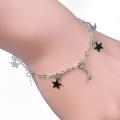 Korean Jewellery Silver Moon Star Bracelets For Girls - Silver Chain Hand With Star Moon Shining Female Jewellery For Girls. 