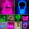 Neon LED Light Sign Lightning Moon Neon Light Ghost Dinosaur Spaceman Neon Signs for Room Home Decor Party Christmas. 