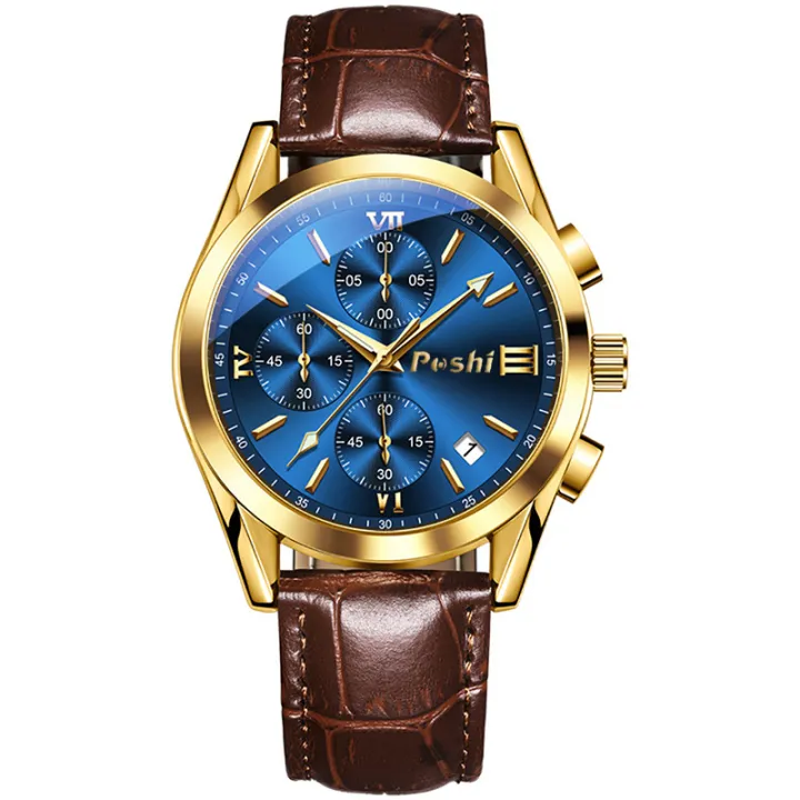 POSHI%20Luxury%20Men's%20Fashion%20Watches%2030M%20Waterproof%20Chronograph%20Sport%20Calendar%20Dial%20Leather%20Quartz%20Wirstwatch%20For%20Men%20With%20Box%20-%20Image%209
