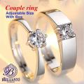 Couple Rings Pair Adjustable Love Couple Rings set Gift for Girls and Boys Silver  High Quality Zircon Simple resizable. 