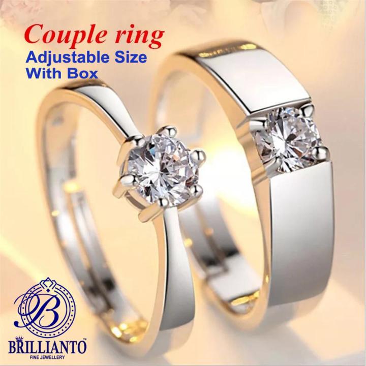 Couple Rings Pair Adjustable Love Couple Rings set Gift for Girls and Boys Silver  High Quality Zircon Simple resizable