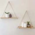 Wall Swing Storage Shelves Wood Hanging Shelf Jute Rope Organizer Rack. 