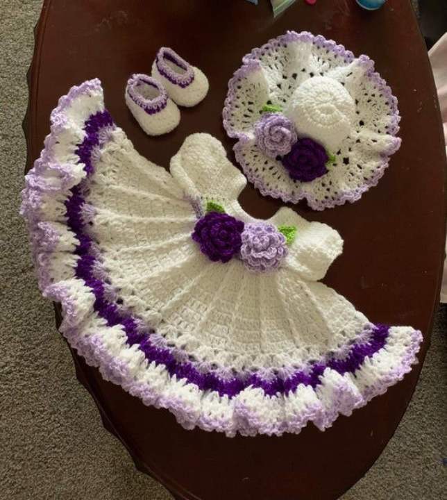 crochet woolen handmade frock / dress for baby girl / babies crochet