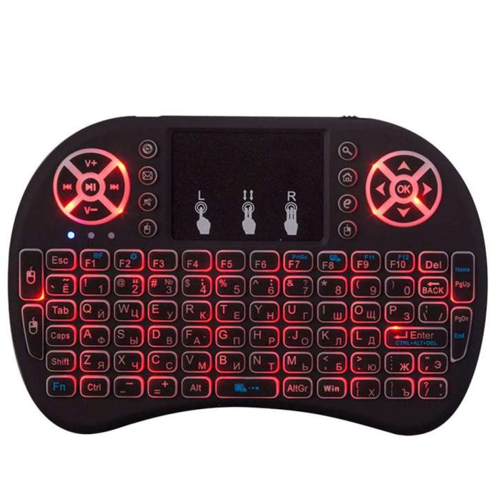 Mini Wireless Keyboard RF500 - Multi Color Backlit MINI TOUCH PAD RF 500 WIRELESS WITH 3 COLOUR BACKLIGHT KEYBOARD MOUSE, Key Board, Mouse - RF 500 Mini Keyboard Mouse Smart Gedget