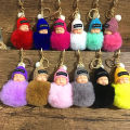 cute keychain baby doll fluffy keychain feather fluff baby doll cute keyhains for gift by Ataya. 