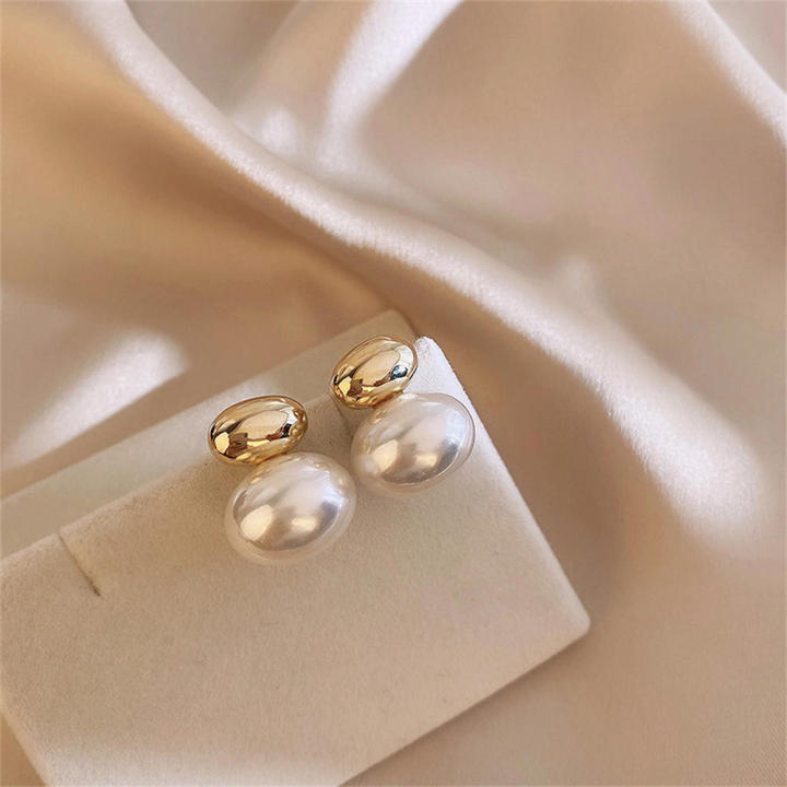 New 2023 New French Elegant Gold Color Bean pliced Pearl Earring Fahion Jewelry Women weet Acceorie Gift