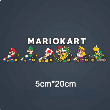Mario Kart Super Mario Car Sticker Creative Cute Motorcycle Car Novelty Reflective Scratches Cover high quality waterproof Sticker