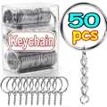 Key Rings with Chain and Open Jump Rings for Crafts - Bulk Metal Key Chain Ring Base for DIY Keychain Making. 