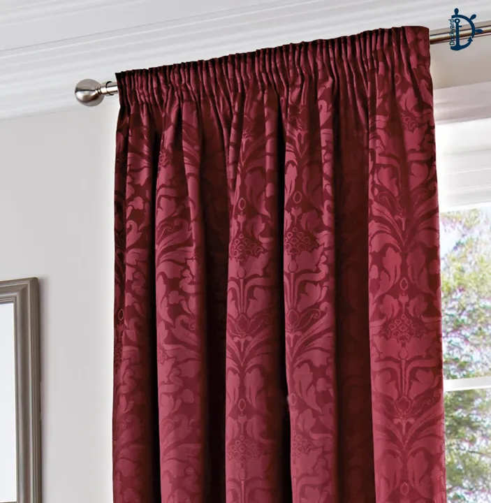 Jacquard%20Curtains%20Set,%20Lined%20Tape%20Top%20Curtains%20-%20Petal%20Damask%20Maroon%20Red%20-%20Pack%20of%202%20with%20FREE%20Tie%20Back%20-%20Image%204