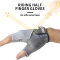 Half Finger Sport Gloves ANTI-UV Men Women Summer Ice Silk Fitness Gloves MTB Bike Gloves Silicone Anti-shock Men Women. 