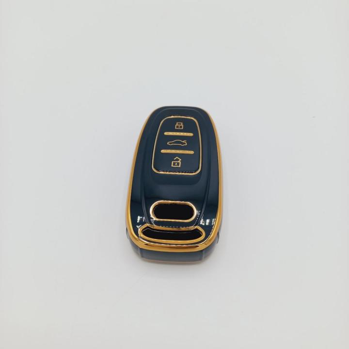 Audi E-tron TPU Remote Key Cover Black-Pure Gold