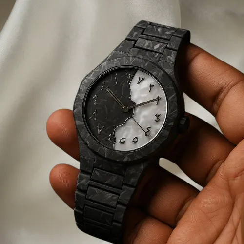 Luxury Aura Arabic Watch | Forged Carbon Look | Dual-Tone Marble Dial ...