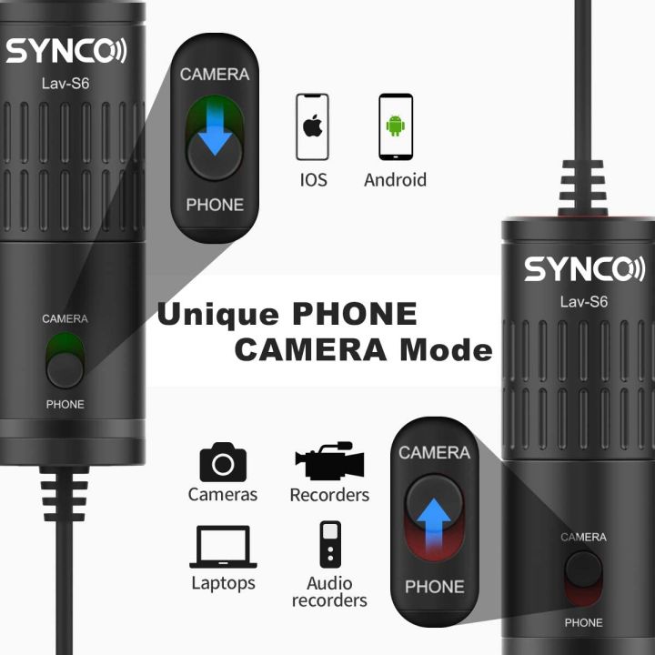 Lavalier%20Lapel%20Microphone,%20SYNCO%20Lav-S6%20Omnidirectional%20Clip-on%20Condenser%20Lav%20Mic%206M%20Cable%20for%20%C3%AEPh%C3%B4ne%20%C3%80ndr%C3%B4%C3%AEd%20Sm%C3%A0rtphone%20DSLR%20Camera%20Laptop%20Audio%20Recorder,%203.5mm%20TRS/TRRS%20Port%20-%20Image%203