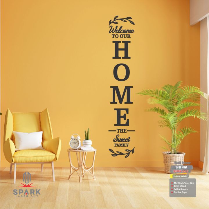Laser Craft Presents Home Sweet Family Wooden Wall Art for Home Decor, Bedroom and Drawing Room