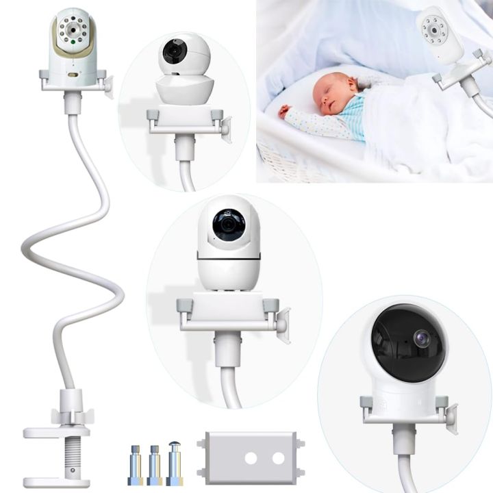 EYSAFT Baby Monitor Mount Universal Baby Kamera Holder, Flexible Baby Camera Mount Baby Monitor Shelf Baby Monitor Stand Compatible with Most Baby Monitors white