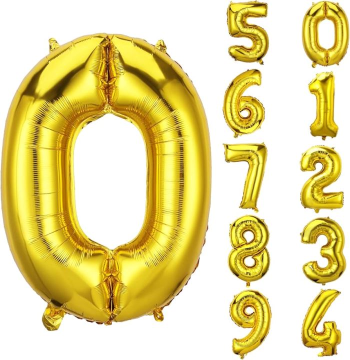 Golden Number Foil balloons, Digit Number Foil balloons Helium balloon Birthday Decoration Party Supplies