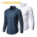 Men Polyester Shirt Men's Formal Business Shirt Slim Fit Plus Size Breathable Office Top Lightweight Men Shirt. 