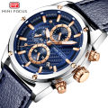 Mini Focus Blue Dial Blue Leather Strap Chronograph Watch For Men MF0161G-01. 