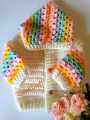 Colorful Crochet Hoodie Sweater / Handmade / Woolen. 