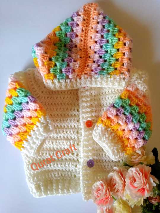 Colorful%20Crochet%20Hoodie%20Sweater%20/%20Handmade%20/%20Woolen%20-%20Image%203