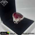 Anari Yaqoot Ring For Men , Big Size Anari Yakoot Men Ring , Dark Red Cabochon Ruby Ring , Handcrafted Ruby Gemstone Ring. 