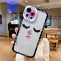 Long Eyelashes Mouth Clear Phone Cover Case for iphone 7 8 Plus SE2 14 X XS XR 11 12 13 Pro Max Soft Red Kisses Lips Back Cover. 