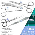 Complete Suture Practice Kit for Medical and Vet Students - Reusable Skin Simulation Silicon Pad with Pre-Cut Wounds, Full Set of Essentials Stainless Still Suturing Tools. 