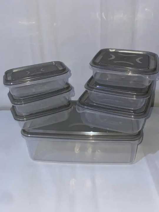 7 piece Bowl Set Best Quality Transparent Square Shaped Plastic Mini Box With Lid with different sizes and shapes for (7 in 1)