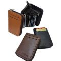 KaiHua RFID Blocking Wallet for Men – PU Leather Zipper Card Holder with 13 Card Slots, Compact & Casual. 