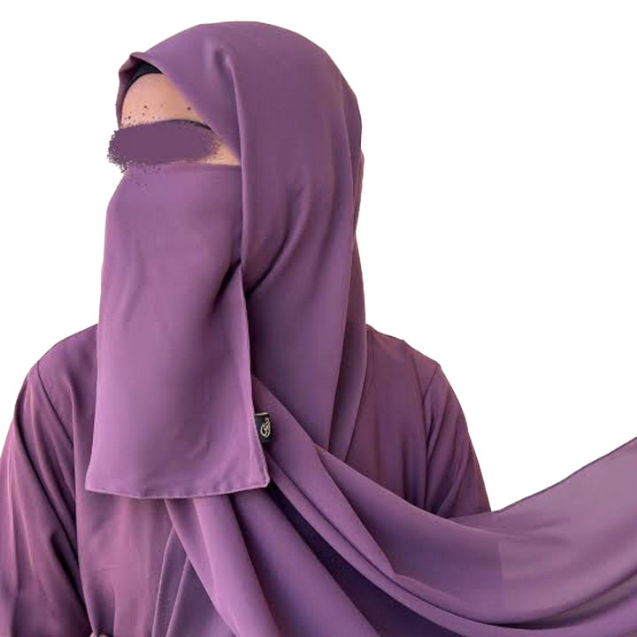 Hijab - Girls Scarf - Niqab Patti Women Premium  Grip stuff Scarf/Hijab with Half Niqab patti set /Naqab Patti Set - Soft and Lightweight- Suitable for All Seasons