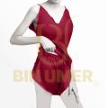 B.Umer Luxurious Satin Pajama Set for Women - Soft, Breathable, and Comfortable Halter Neck Cami Top with Side Slit, Elastic Waist Shorts, Non-Transparent Polyester Blend Fabric, Perfect for Lounging and Sleeping. 