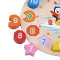 Learning Educational Toy Cartoon Analog Clock Shape Wooden Toy Puzzle Montessori. 