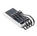 10000mAh Solar Power Bank Fast Charger - Universal Portable External Battery Pack With 4 Built-In Cables & LED Flashlight for All Phones. 