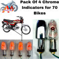 White Indicator Chrome Body For 70 Motorcycle White Indicator For 70, Pridor, CB 150, Suzuki Bike Four Set. 