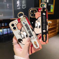 chenyyka For Infinix Hot 9 Case With Wristband New Design Phone Case For Girl Women Thin Pattern Shockproof Plating Silicone Casing Cartoon Mickey Full Cover SoftCase Protection Cases. 
