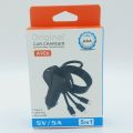 5 in 1 Car Charger 5V/5A Type C, Micro USB, Iphone Lightning Cable. 