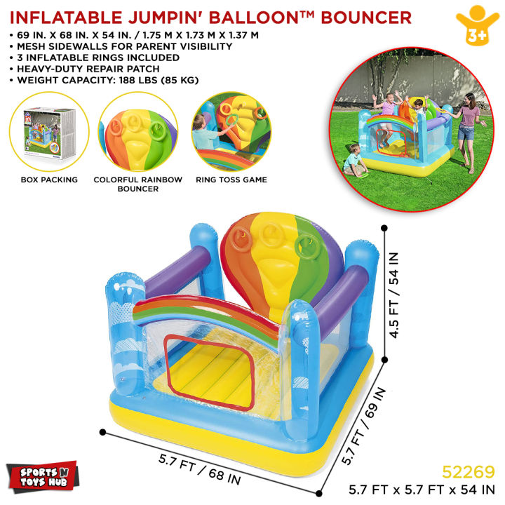 Bestway Jumping Balloon Bouncer Gym Kids Inflatable Play Tube For Kids Jump O Lene Play Kids Jumping Castle Gym Inflatable Trampoline Play Bouncer With Your Friends & Family Perfect Gift For Your Baby Boy and Daughter 52269