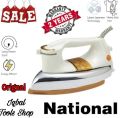 National Iron | Automatic Dry Electric Iron | Non-Stick Coated Soleplate | Adjustable Thermostatic Control | Heavyweight and Fast Heating | 360° Swivel Cord | Anti-Drip System | 2-Year Warranty. 