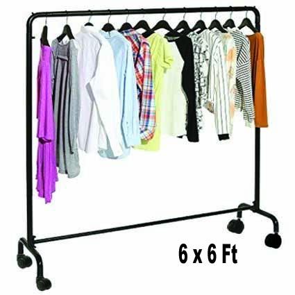 Steel%20Color%20Coated%20Cloth%20Hanging%20Trolley%20Stand%20with%20Wheels%20in%206%20Ft%20-%20Image%202
