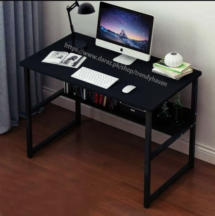 Laptop and Computer Table, Home Office Desks, Laptop Table, Computer Table, Study Table, PC Table, Table with Shelving for Storage, H-Shape Table, Office Table, Workstation Table, Portable Durable Moveable with 18 gauge iron rods and Powder coating