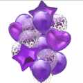 14-Pack Assorted Heart and Star Shaped Foil Balloons with Confetti for Party Decorations - Unisex. 