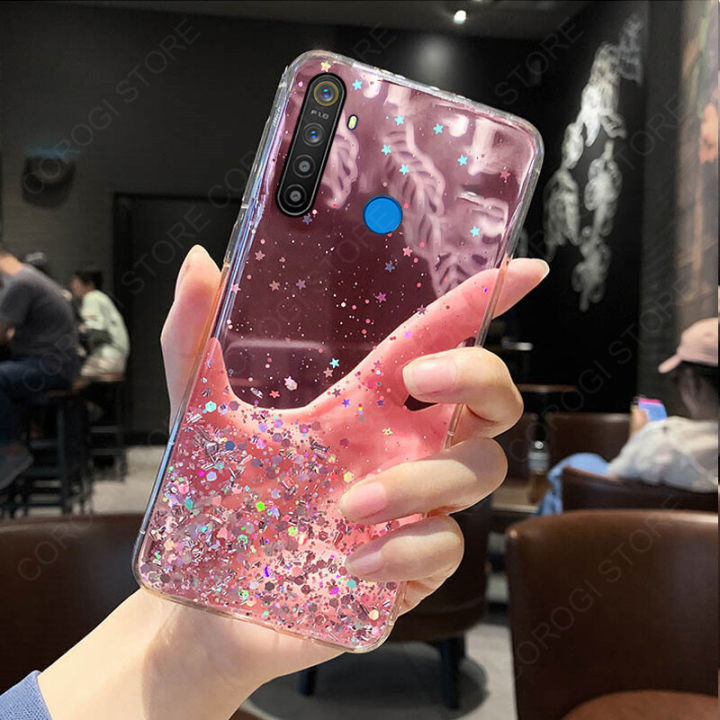 LECOMES for Realme 5s Back Cover Fashion Shiny Glitter Star