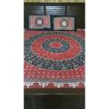 Sindhi Ajrak Style Cotton Bedsheet for King Size Double Bed 3 pcs. 