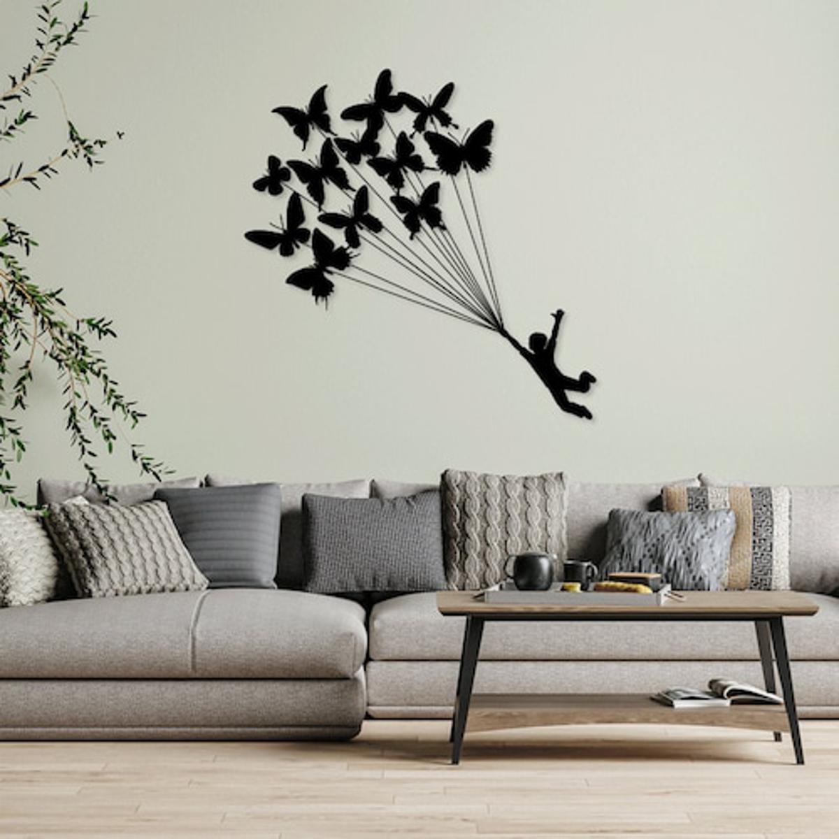 Flying Boy with Birds 3D Wooden Wall Decor
