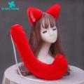 Green Home Fox Headband Tail Set Decorative Anti-slip Fox Ears Tail Set. 
