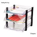 3 Layers Folding File Tray Clear Set, Suitable For A4 Document Desk Organizer, Office Supplies. 
