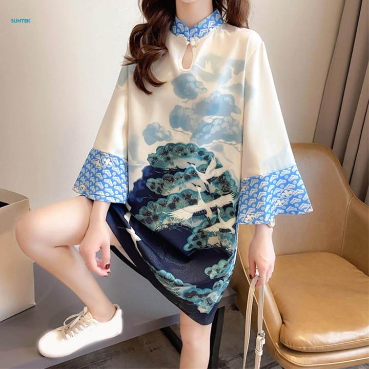 Chinese Qipao Dress Summer Women Chinese Cheongsam Dress for Holiday Gowns