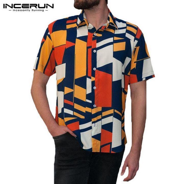 INCERUN Men Womens Summer Hawaiian Beach Holiday Party Shirt Hot Couple Tee Tops Clothes