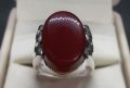 Mens Yemeni Deep Brown Aqeeq Ring Sterling Silver 925 Brown Onyx Ring Brown Carnelian Ring Hakik Ring Shifat al Abad Aqiq Ring Agate Ring Chandi Ring Yemeni Akik Ring Original Gemstone Ring For Men. 